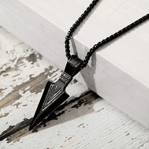 Stainless Steel Spearpoint Arrowhead Pendant Necklace - Picture 4 of 8